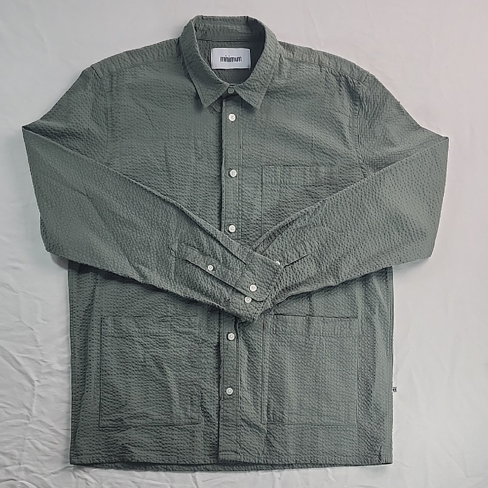 Minimum Green Casual Button Down Shirt with Standard Collar